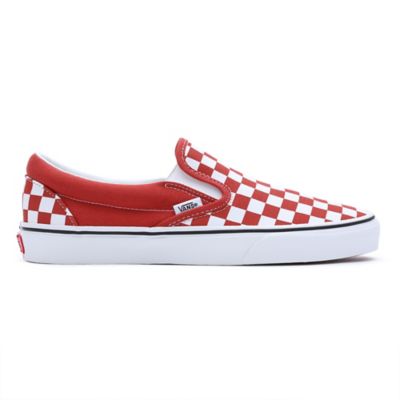 Vans red and outlet white checkerboard slip on