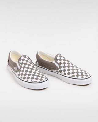 Light grey and on sale white checkered vans