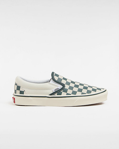 Vans Classic Slip-on Checkerboard Shoes (checkerboard Green/true White) Unisex White