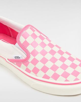 Pink and white checkered high hot sale top vans