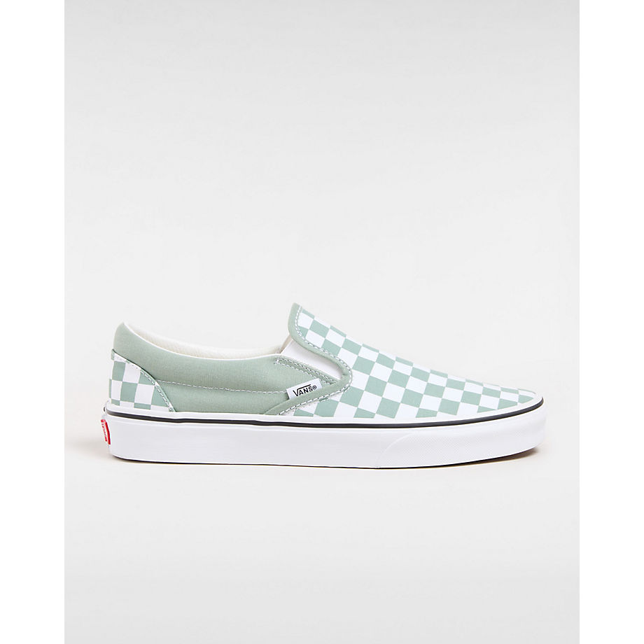 Vans Classic Slip-on Checkerboard Shoes (color Theory Checkerboard Iceberg Green) Men