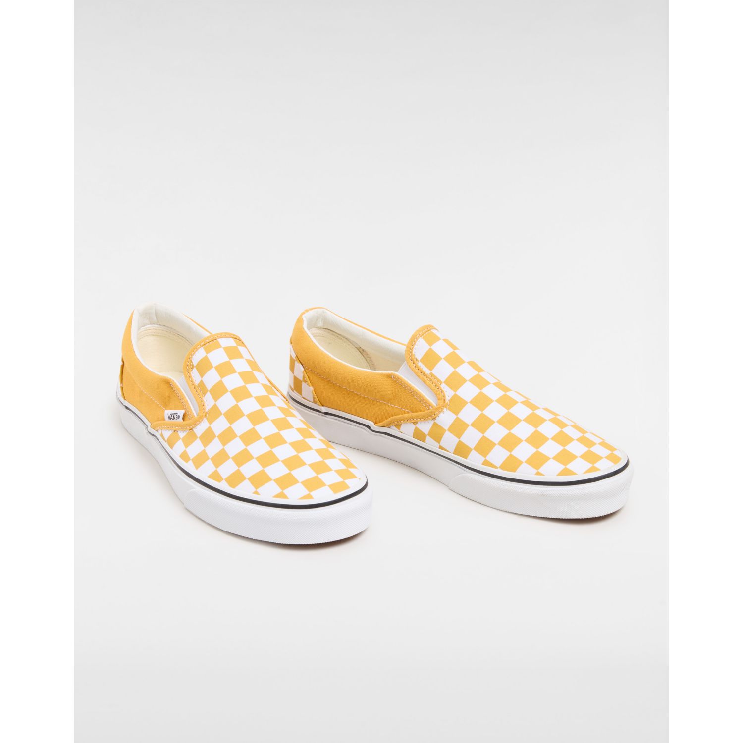 Vans slip ons deals yellow checkerboard