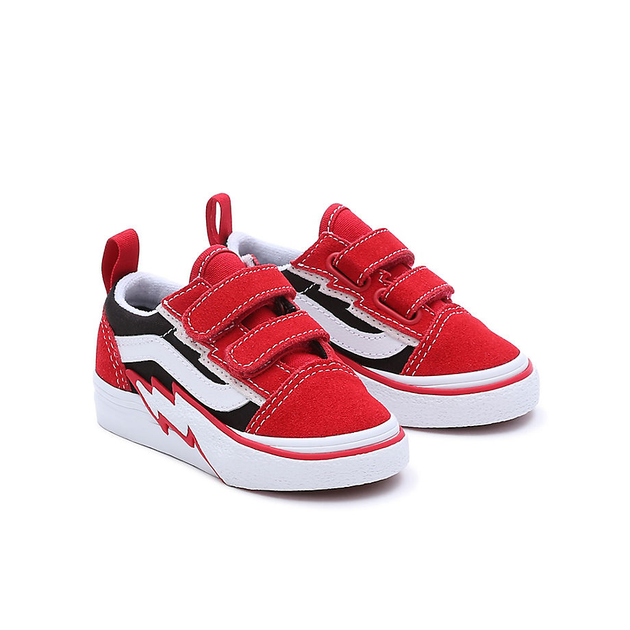 Vans Toddler Old Skool Hook And Loop Bolt Shoes (1-4 Years) (red/black) Toddler Red