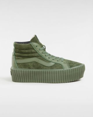 Vans Premium Sk8-hi 38 Reissue Platform Shoes (lx Suede/leather Army) Women Green, Size 2.5