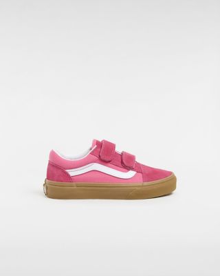 Vans Kids Old Skool Hook And Loop Shoes (4-8 Years) (gum Pink) Kids Pink