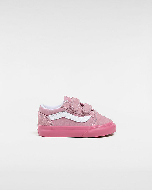 Vans Toddler Old Skool Hook And Loop Shoes (1-4 Years) (glossy Sidewall Pink) Toddler Pink