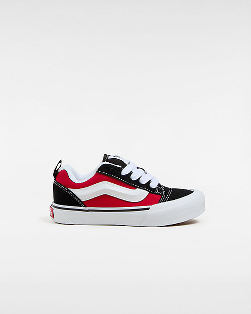 Vans Kids Knu Skool Shoes (4-8 Years) (black/racing Red) Kids Black