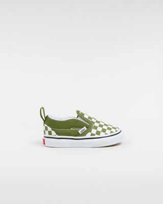 Vans Zapatillas De Bebé Slip-on Con Cierre Adherente Y Estampado Checkerboard (1-4 Años) (pesto) Toddler Verde