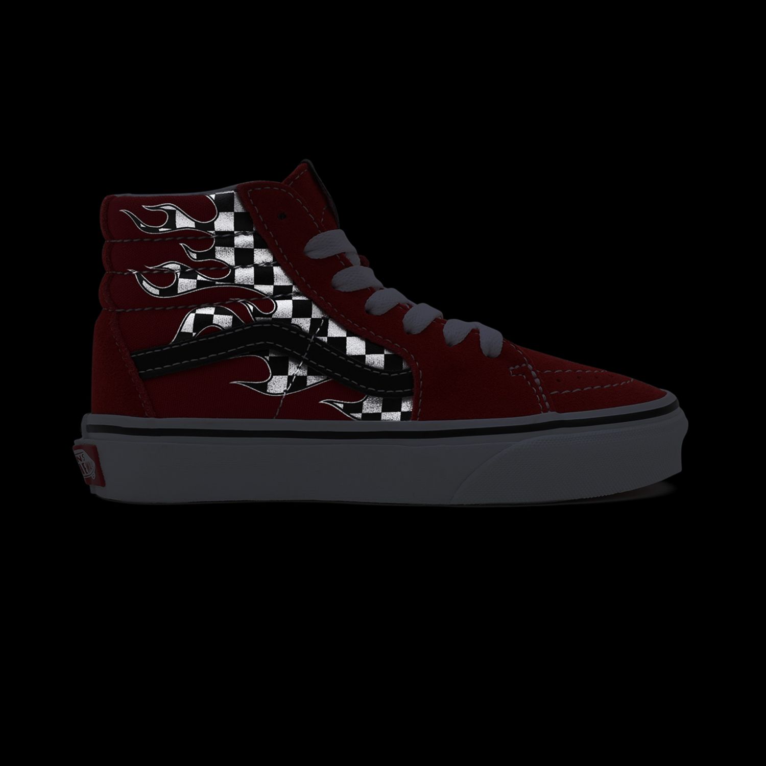 Vans checkerboard best sale red flame