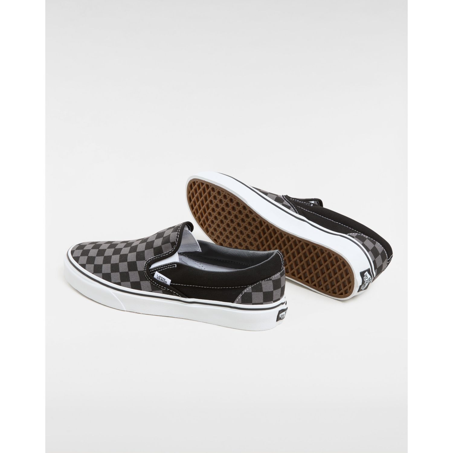 Checkerboard Classic Slip On Shoes Black Grey Vans