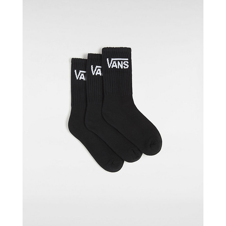 Vans Kids Classic Crew Socks (3 Pairs) (black) Youth Black