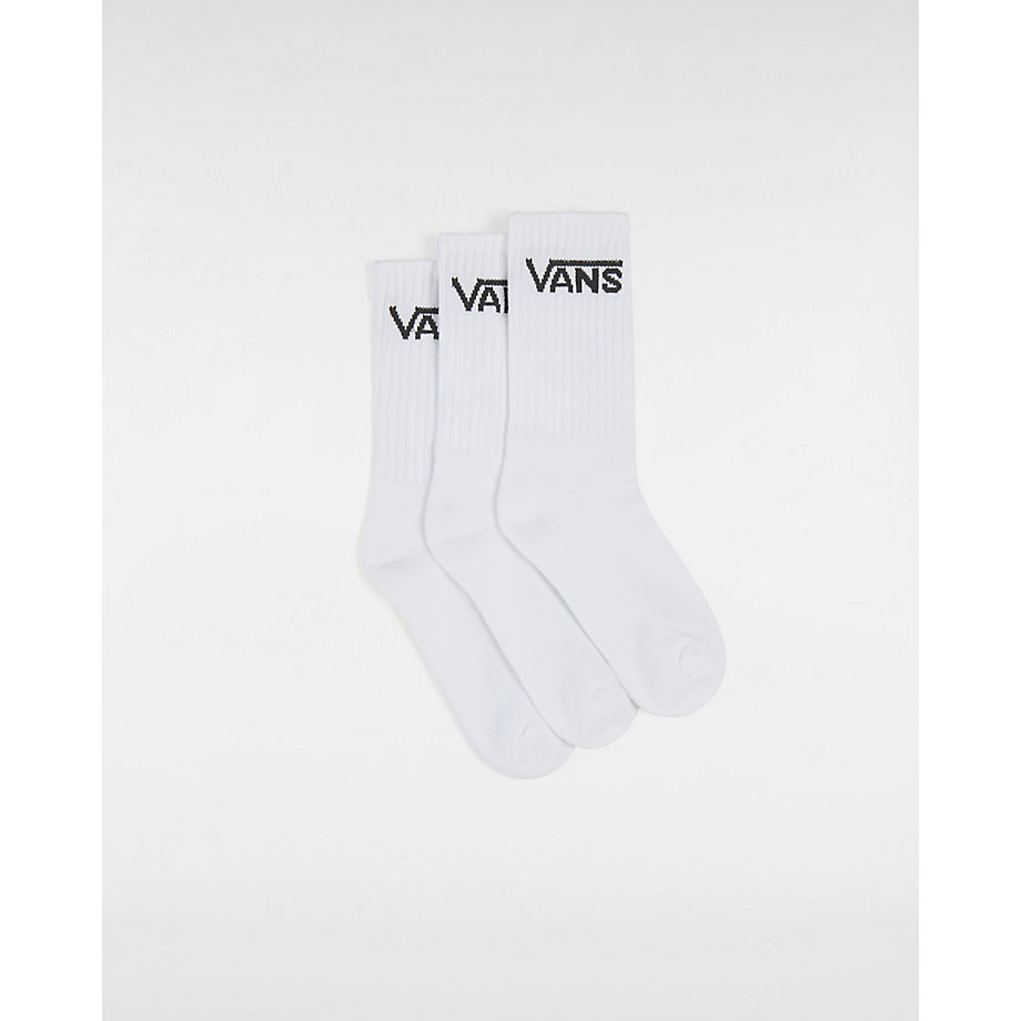 Vans Kids Classic Crew Socks (3 Pairs) (white) Youth White