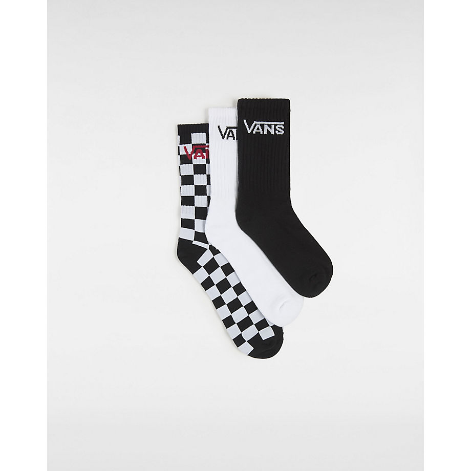 Vans Kids Classic Crew Socks (3 Pairs) (black/white) Youth Black