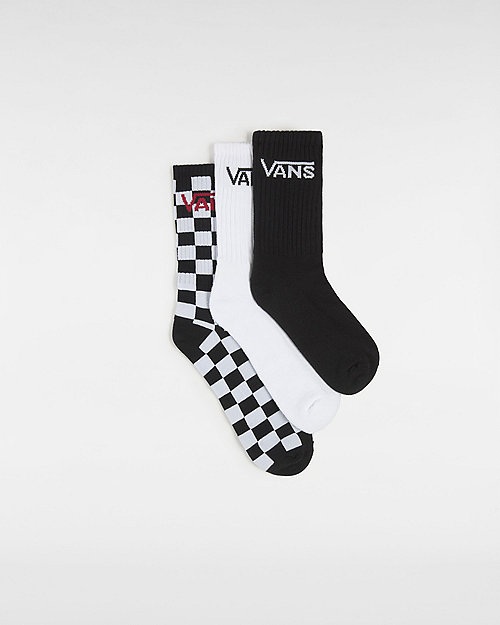 Vans Kids Classic Crew Socks (3 Pairs) (black/white) Youth Black