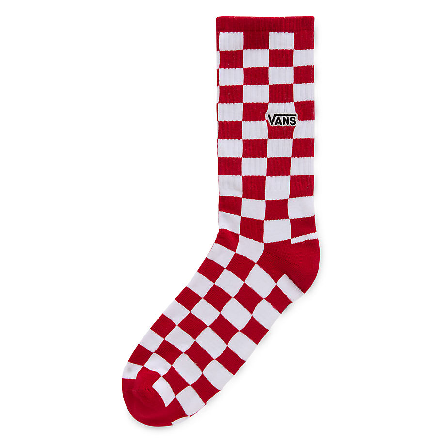 Vans Checkerboard Crew Socks (1 Pair) (chili Pepper) Men Red