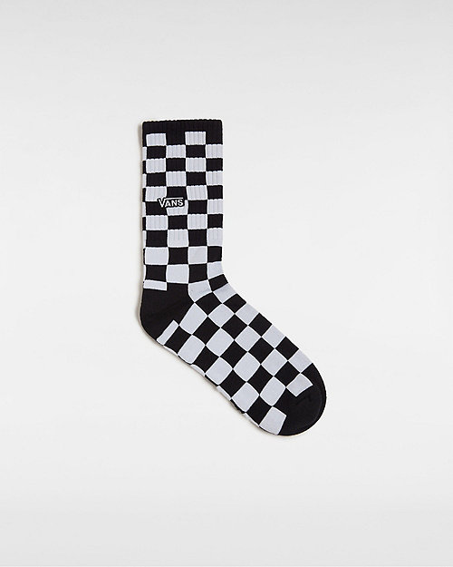 Vans Checkerboard Crew Socks (1 Pair) (black/white) Unisex Black