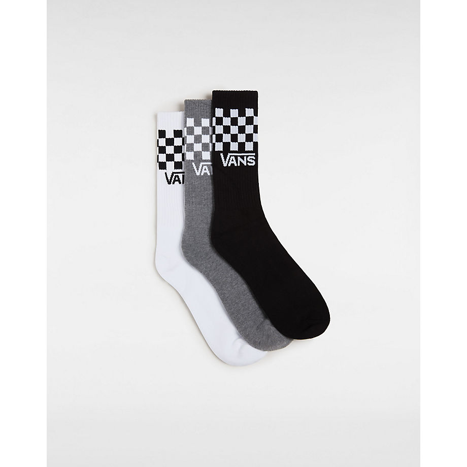Vans Classic Check Crew Socks (3 Pairs) (black/white) Men Black
