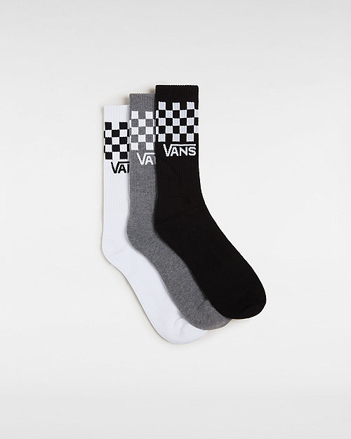 Vans Classic Check Crew Socks (3 Pairs) (black/white) Men Black