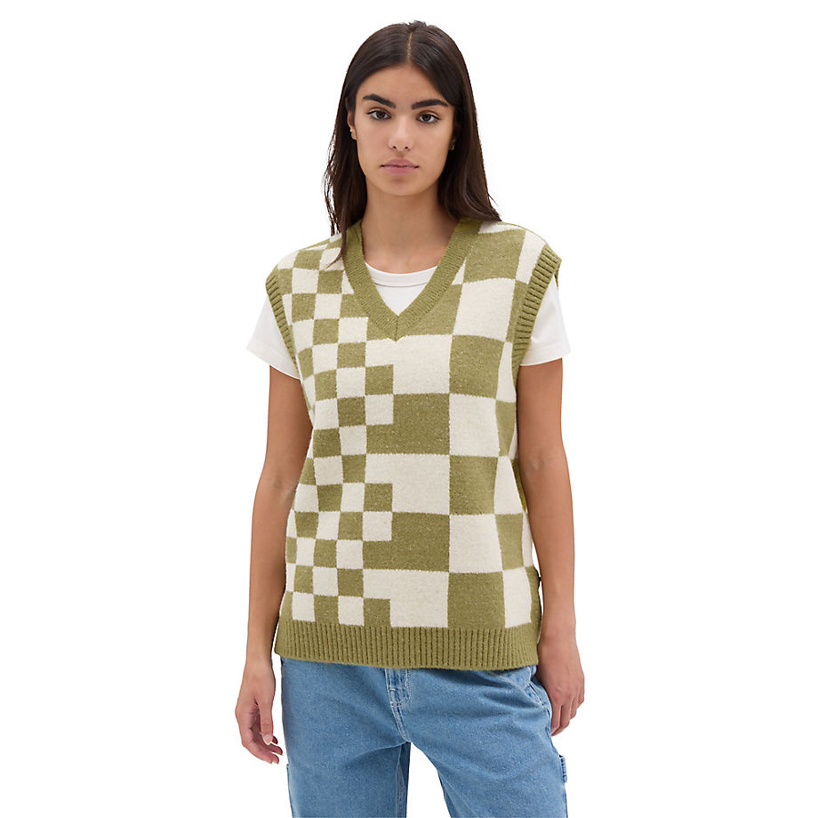 Vans Chaleco Courtyard Checker (green Olive) Mujer Verde