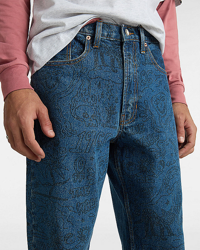 Check-5 Printed Loose Denim Trousers 7