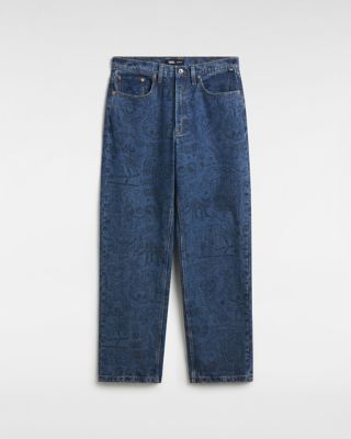Vans Check-5 Printed Loose Denim Trousers (vintage Indigo) Men Blue, Size 28