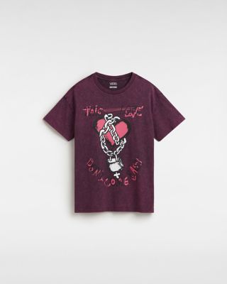 Vans Love Shackle Oversized-t-shirt (black-pink Glo) Damen Multicolour