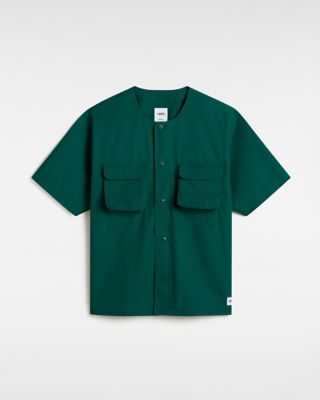 Vans Premium Cargo Woven Short Sleeve Shirt (rain Forest) Unisex Green, Size L