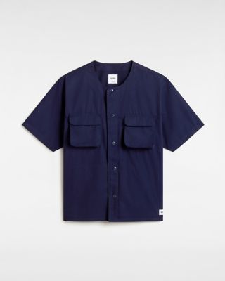 Vans Premium Cargo Woven Short Sleeve Shirt (baritone Blue) Men Blue, Size L