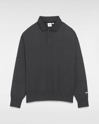 Vans Premium Collared Long Sleeve Rugby Shirt (washed Black) Men Black