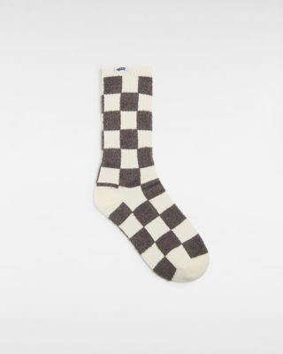 Vans Premium Checkerboard Crew Socks (1 Pair) (raven) Women Black, Size 4-7.5