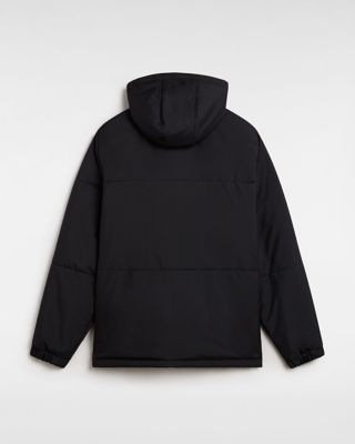 Black hooded puffer jacket with funnel neck online