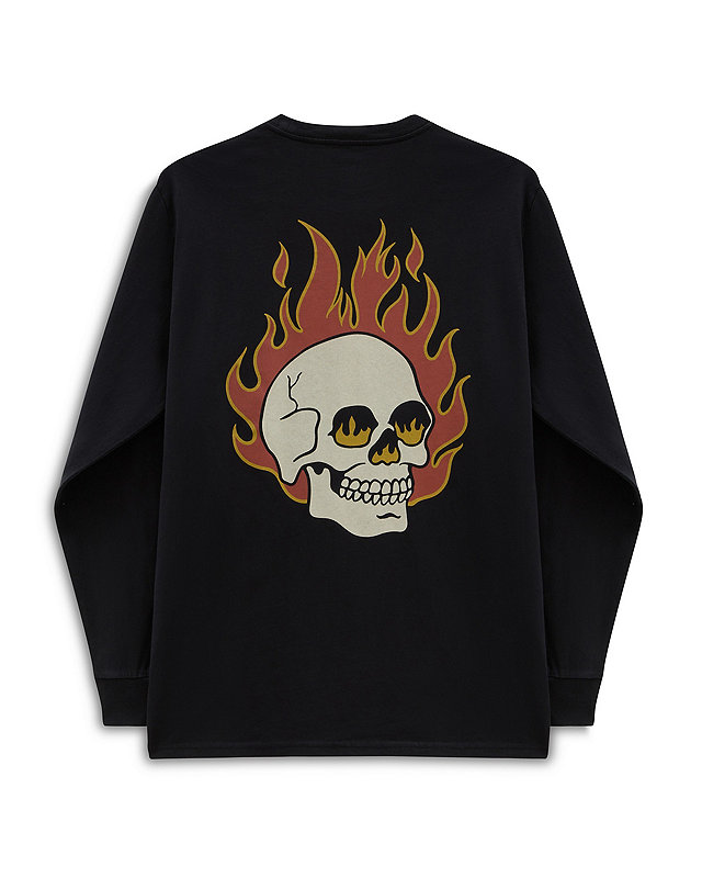 Flaming Skulls Washed Long Sleeve T-Shirt 5