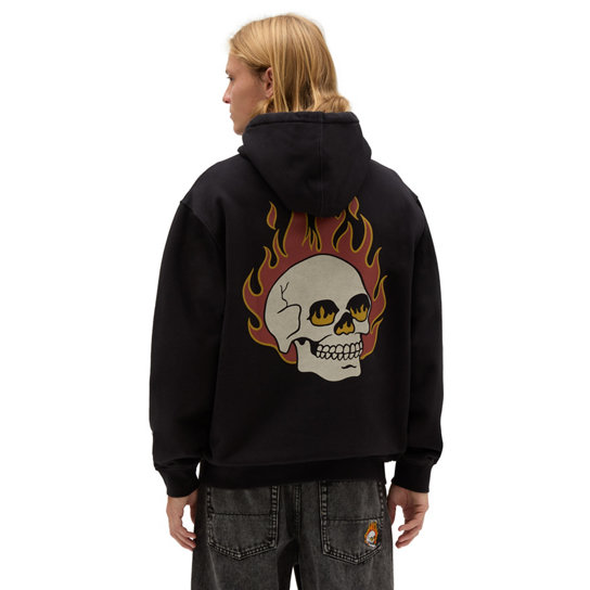 Flaming Skulls Loose Pullover Hoodie | Vans