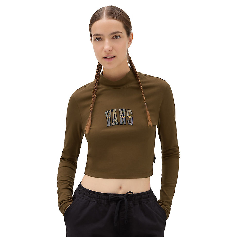 Vans Varsity V Mock Neck Mini Long Sleeve T-shirt (sepia) Women Brown