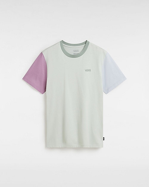 Vans Colorblock Boy Friend Fit T-shirt (pale Aqua-smoky Grape) Women Multicolour