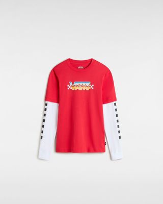 Vans Camiseta De Niños De Manga Larga Bosco (de 8 A 14 Años) (racing Red) Boys Rojo