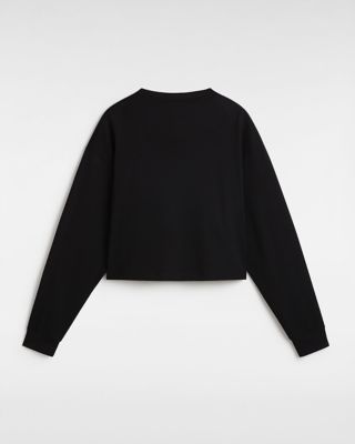 Plain black long sleeve crop top online