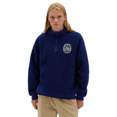 Happy moon quarter zip Sherpa Sweatshirt, Blue