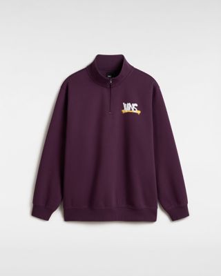 Vans Og Flower Spray Loose Half Zip Sweatshirt (blackberry Wine) Men Purple, Size L