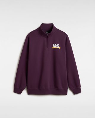 Vans Og Flower Spray Loose Half Zip Sweatshirt (blackberry Wine) Men Purple