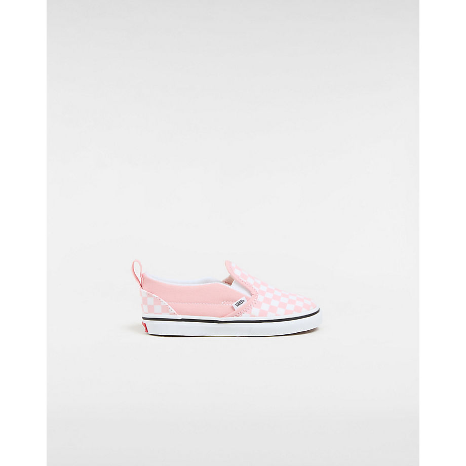 vans chaussures checkerboard slip-on v bébé (1-4 ans) ((checkerboard) powder pink/true white) toddler rose, taille 17