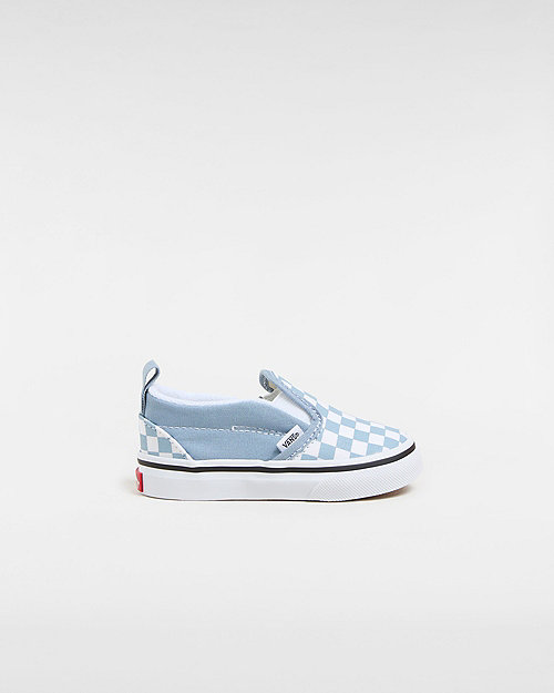 Vans Toddler Classic Slip-on V Checkerboard Shoes (1-4 Years) (color Theory Checkerboard Dusty Blue) Toddler White