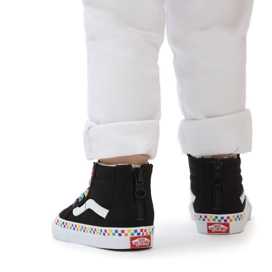 Zapatillas de bebé Rainbow Checkerboard SK8-Hi con cremallera (1-4 años) | Vans