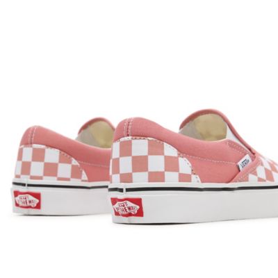 pink vans slip ons checkerboard