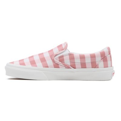 Light pink checkered slip hotsell on vans