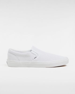 Vans Perf Leather Classic Slip-on Shoes ((perf Leather) White) Unisex White
