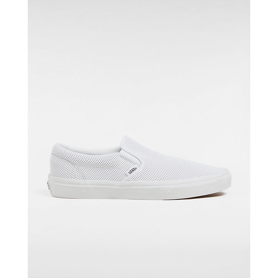 Vans Perf Leather Classic Slip-on Shoes ((perf Leather) White) Men