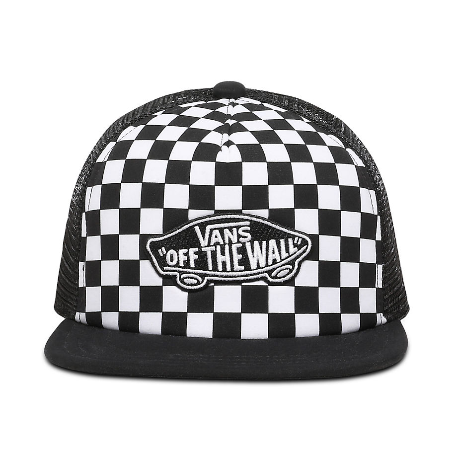 Vans Kids Classic Patch Trucker Plus Hat (8-14  Years) (black-white Checkerboard) Youth White