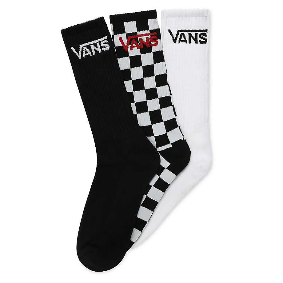 Vans Classic Crew Socks (3 Pairs) (black-checkerboard) Men Black