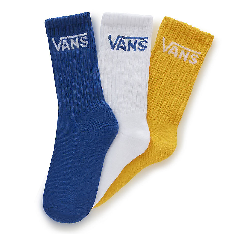 Vans Kids Classic Crew Socks (3 Pairs) (true Blue/gold) Youth Blue